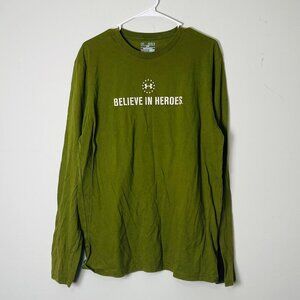 Under Armour Shirt Men Large Green Believe In Heroes Long Sleeve Graphic T-Shirt